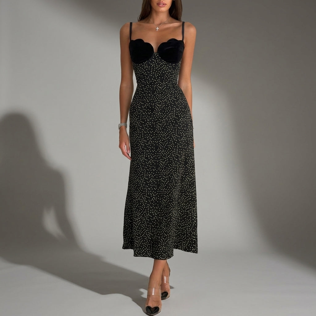 Velvet Bustier Midi Dress – Elegant Evening Occasion Wear 1