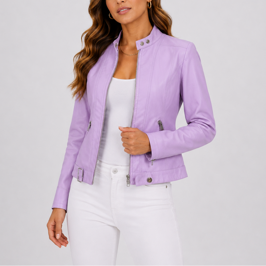 Women's Classic Vegan Leather Jacket — Zip Pockets 2
