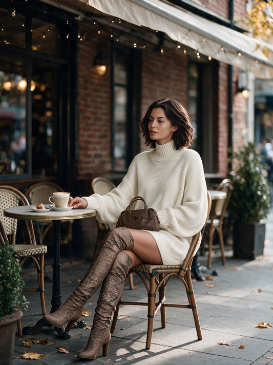 Vintage Knit Mini Dress — Long Sleeve Crew Neck Cozy Fit 2
