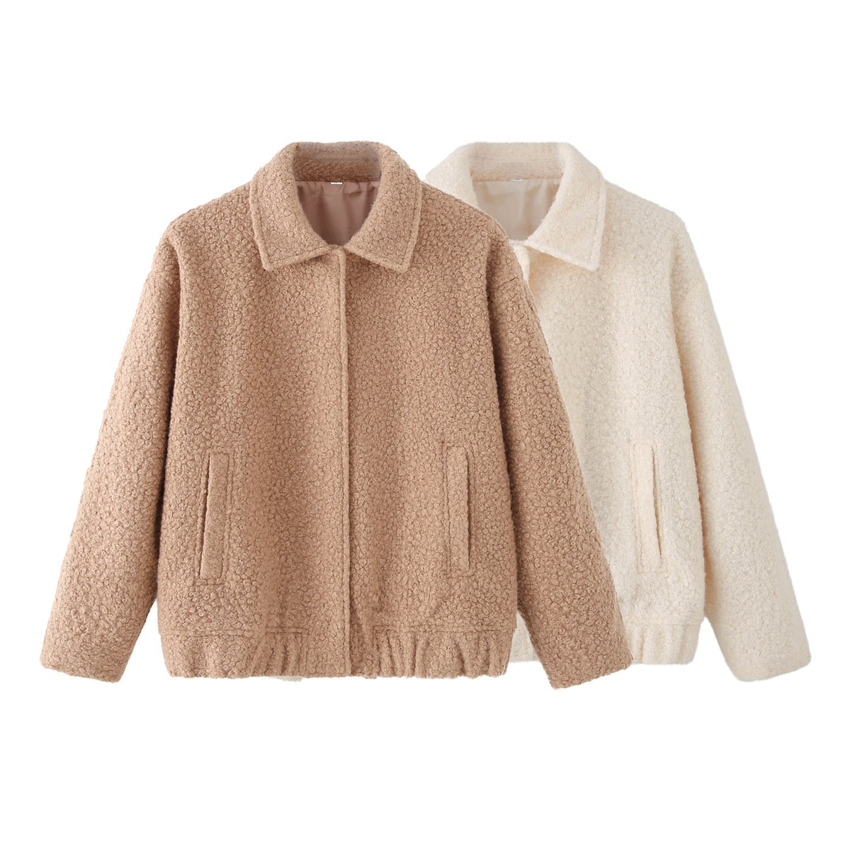 Women's Borg Teddy Jacket — Soft Fleece Bomber with Collar 6