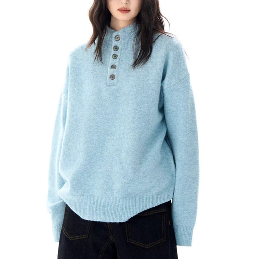 Serene Henley Sweater — Soft Brushed Knit Mock-Neck Fit 2