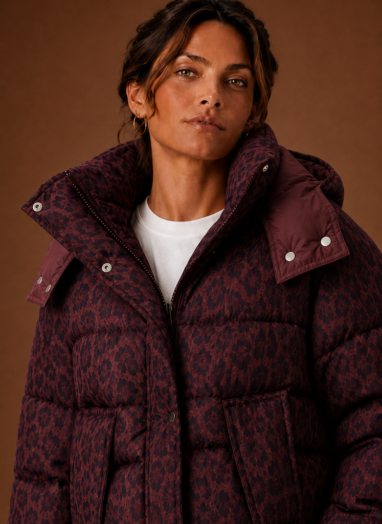 Women's Leopard Print Puffer Jacket — Quilted Winter Coat 8