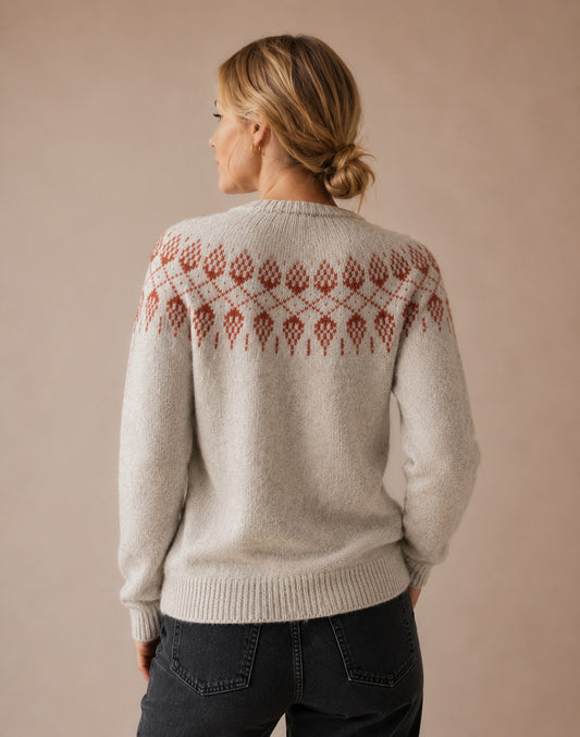 Women's Fair Isle Knit Crew Neck Sweater