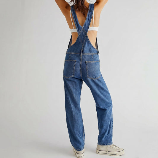 Women's Wide-Leg Denim Dungarees — Relaxed Fit Overalls 2