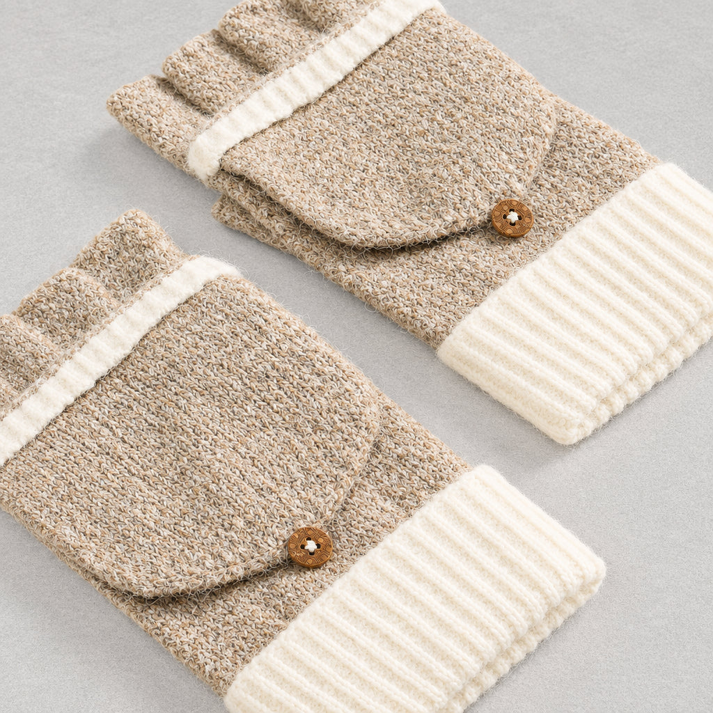 Women's Convertible Flip-Top Fingerless Mittens — Button Strap 4