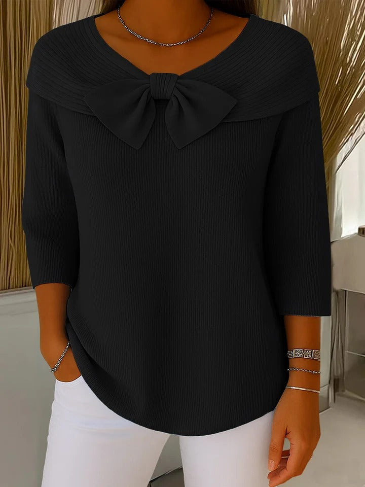 Neeko Elegant Bow Sweater — Fitted Feminine Knit Top 6