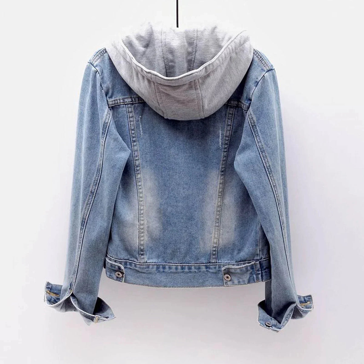 Sherpa Lined Denim Jacket — Hooded Jean Jacket for Women 4