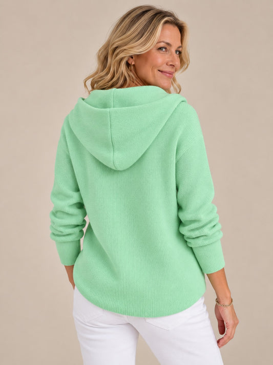 Women's Hooded Cardigan with Button-Down Front & Long Sleeves