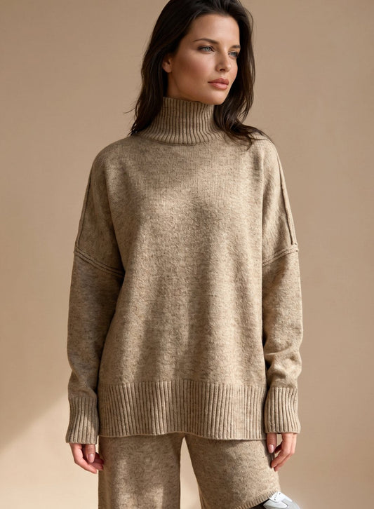 Women's Oversized Turtleneck Knit Lounge Set — Wide-Leg 2