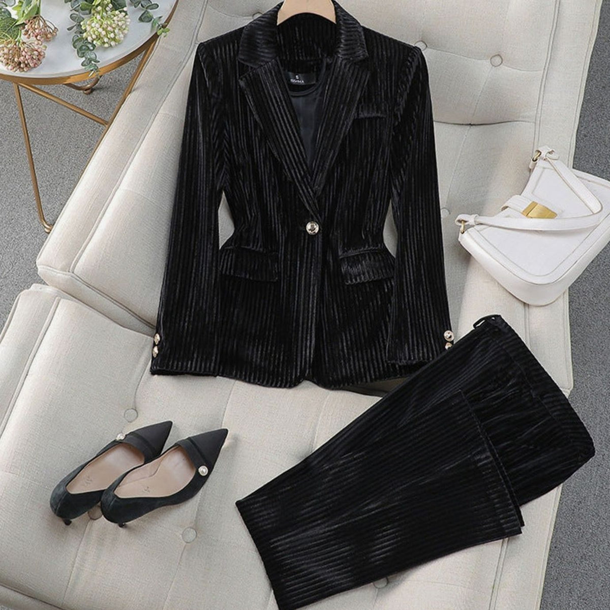 Women's Velvet Blazer Suit Set — Tailored Two-Piece S–2XL 4