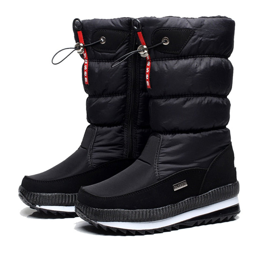 Women's Quilted Snow Boots — Insulated Side Zip Winter 2