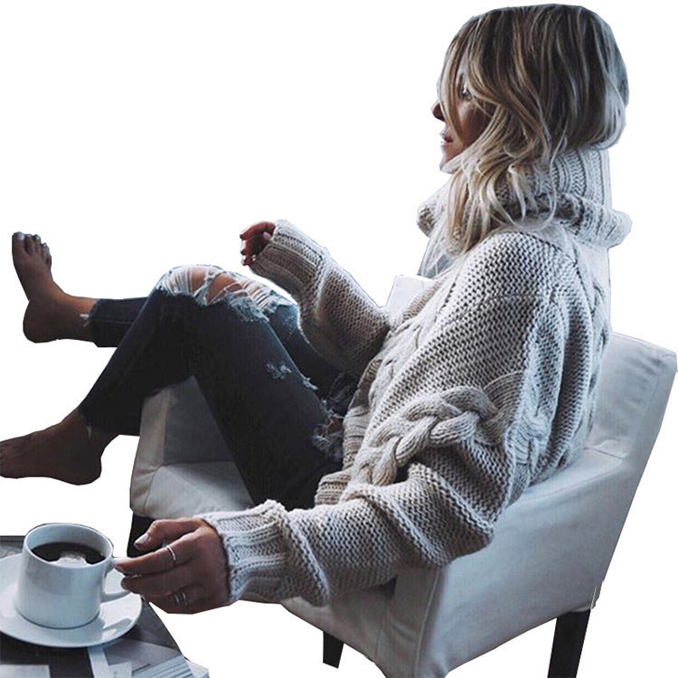 Chunky Cable Knit Roll Neck Jumper — Cropped Relaxed Fit 5