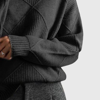 Women's Turtleneck Sweater — Soft Geometric Knit 7 Colours 11