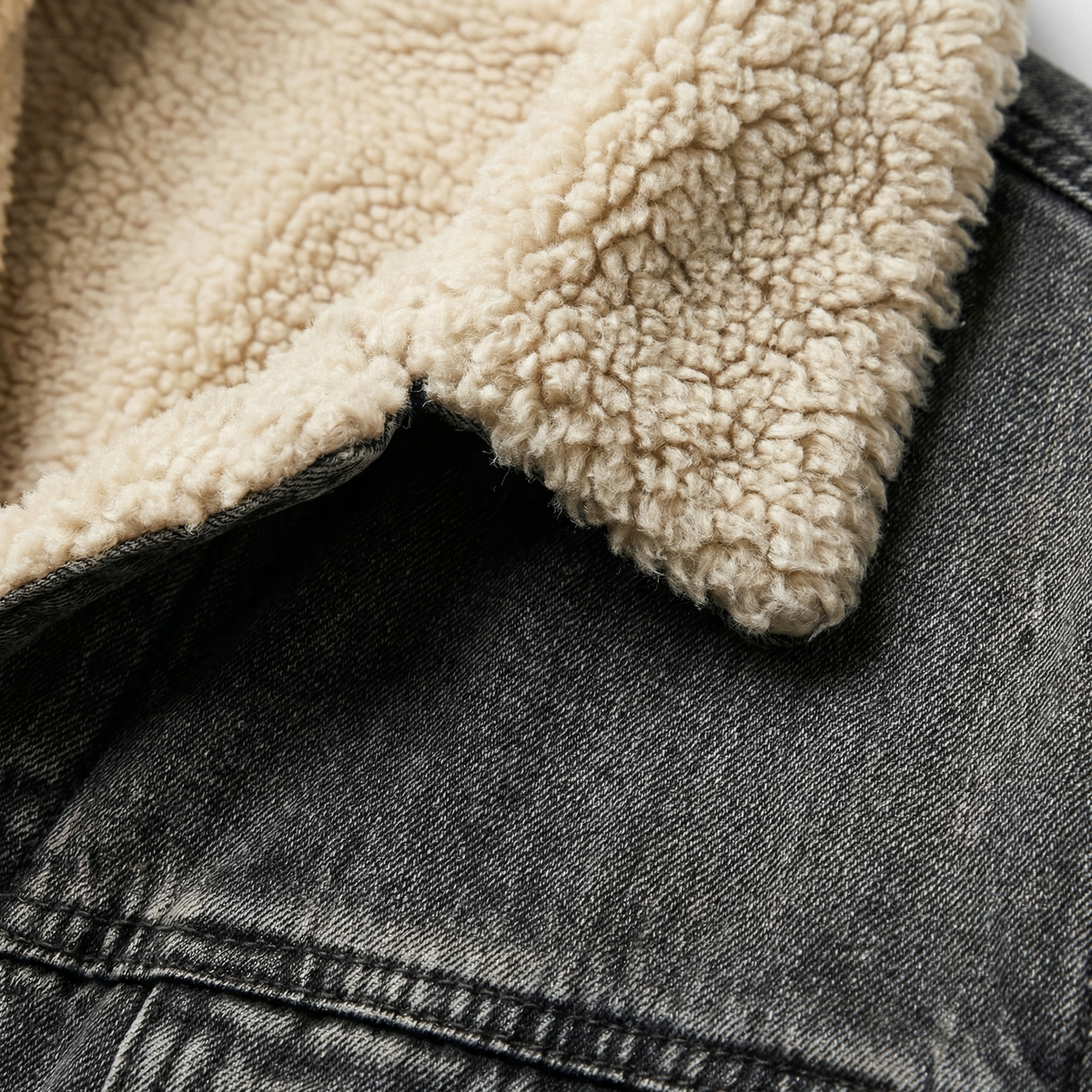 Shearling Denim Coat — Longline Tailored Winter Jacket 6