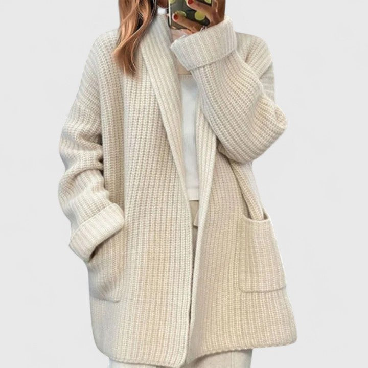 Relaxed Cashmere Cardigan — Open Front with Pockets 4