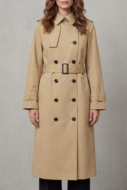 Women's Double-Breasted Trench Coat — Belted Classic Fit 1