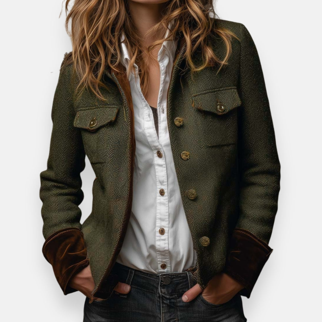 Herringbone Tweed Jacket — Tailored Women's Blazer 1