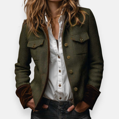 Herringbone Tweed Jacket — Tailored Women's Blazer 1