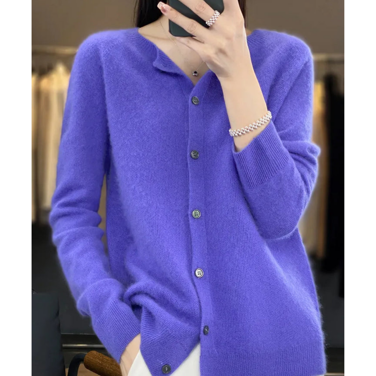 Merino Wool Cardigan — Women's Elegant O-Neck Knit 3