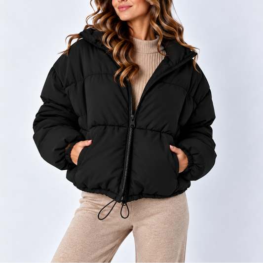Women's Oversized Puffer Jacket — High Collar & Pockets 1