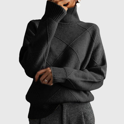 Women's Turtleneck Sweater — Soft Geometric Knit 7 Colours 10
