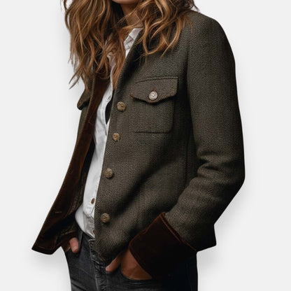 Herringbone Tweed Jacket — Tailored Women's Blazer 3