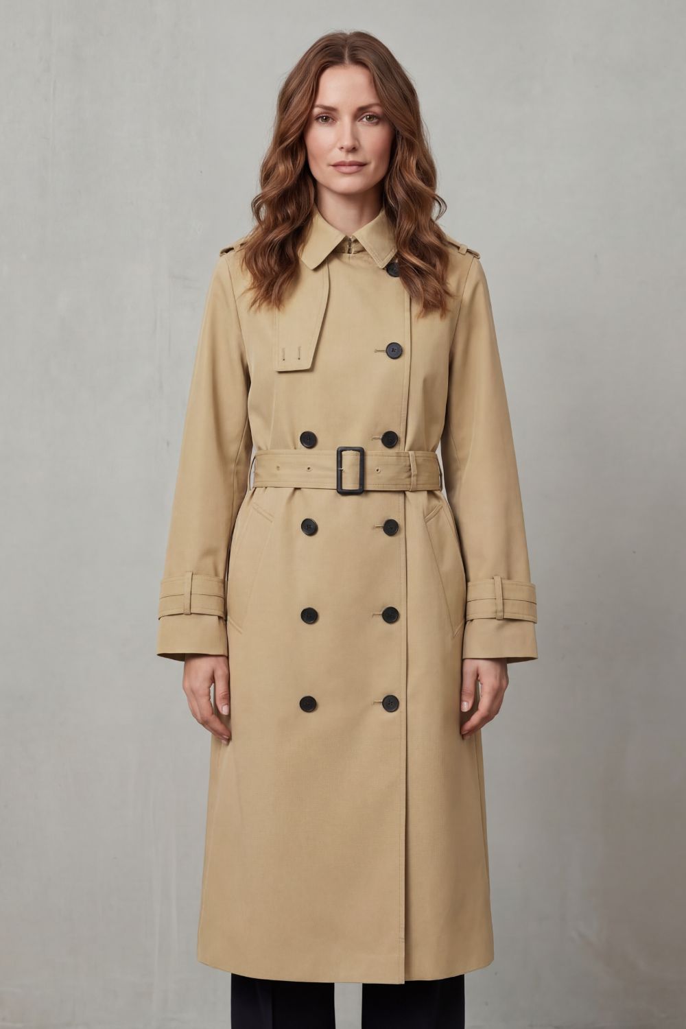 Women's Double-Breasted Trench Coat — Belted Classic Fit 2