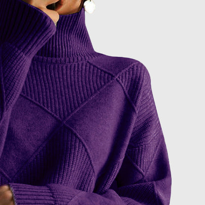 Women's Turtleneck Sweater — Soft Geometric Knit 7 Colours 15