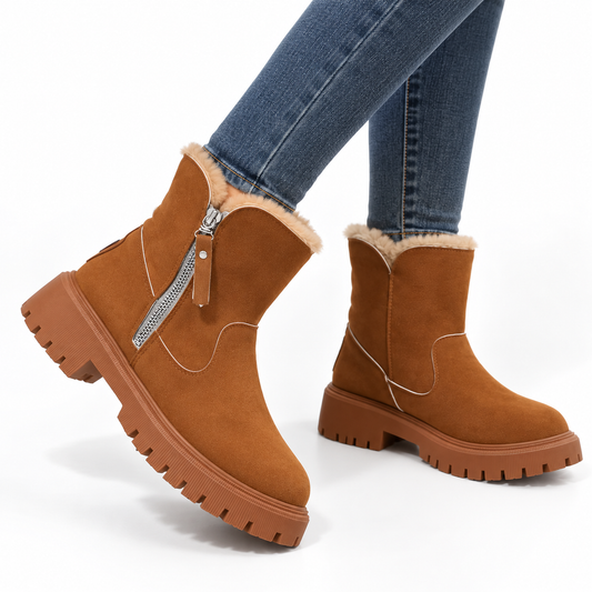 Women's Suede Winter Ankle Boots — Fur Lined Side Zip 1