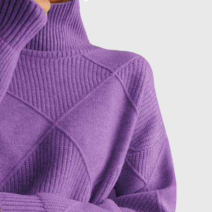 Women's Turtleneck Sweater — Soft Geometric Knit 7 Colours 5