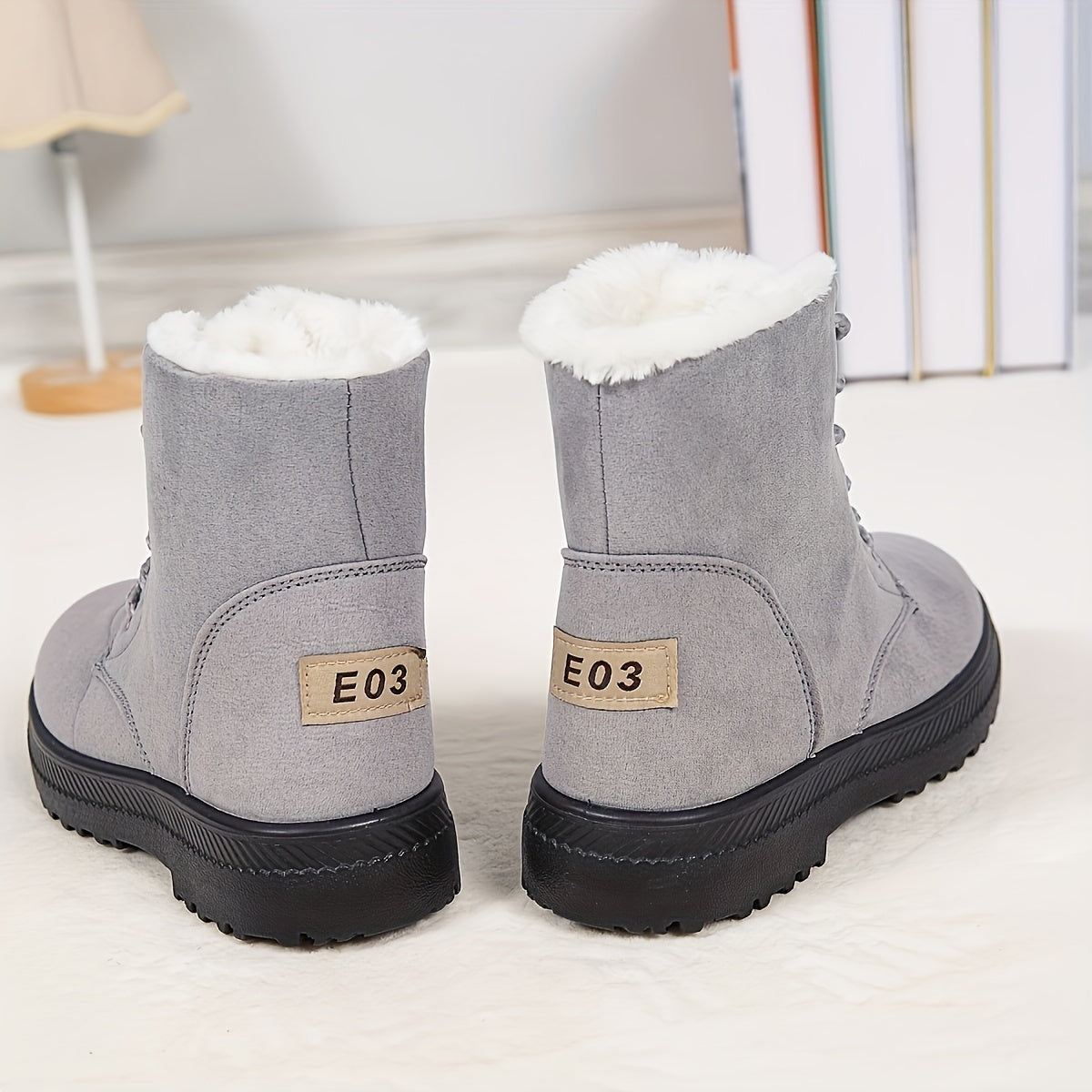 Cozy Lace-Up Ankle Boots — Plush Lining & Grip Sole 9