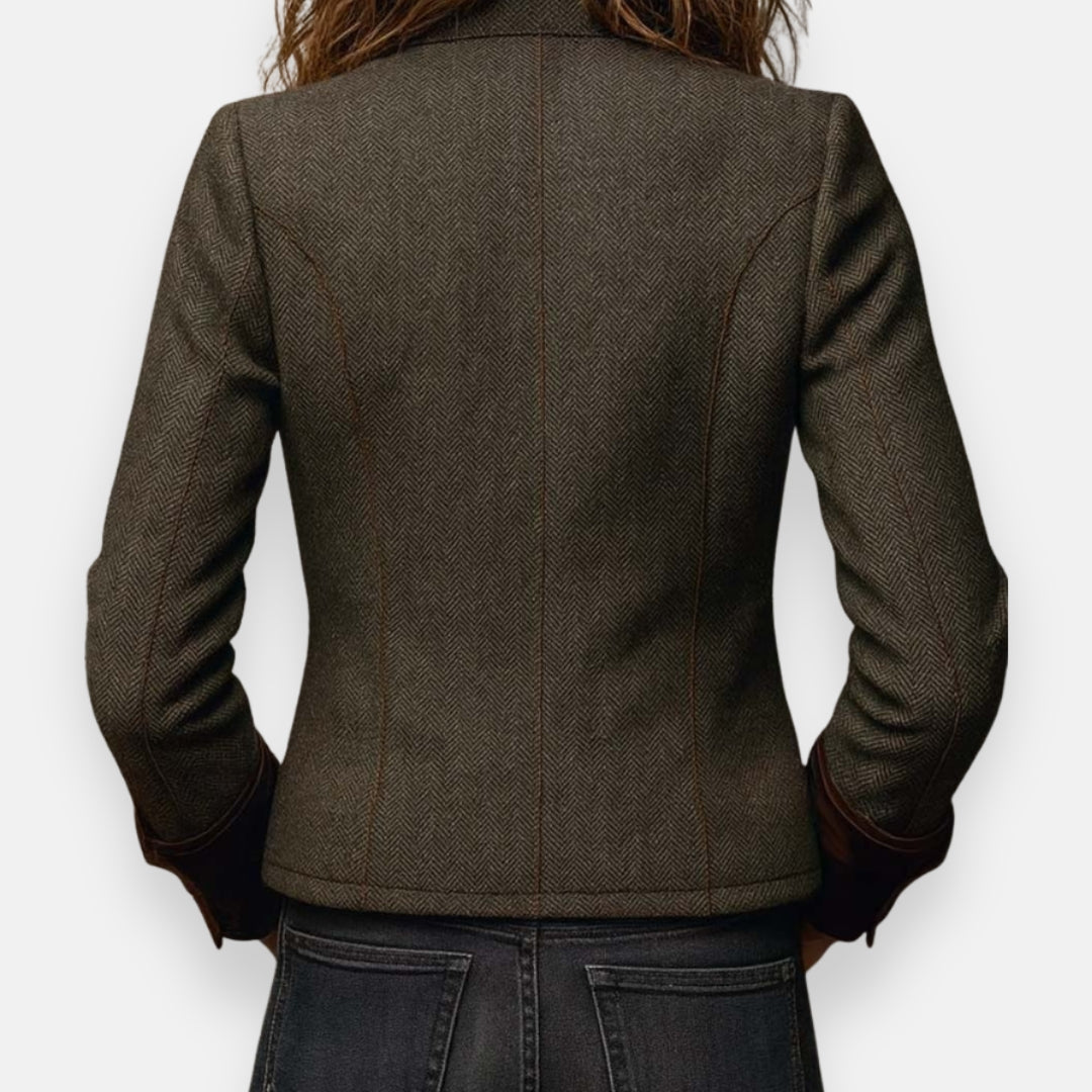 Herringbone Tweed Jacket — Tailored Women's Blazer 4