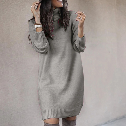 Women's Turtleneck Knit Jumper Dress — Oversized Long Sleeve 6