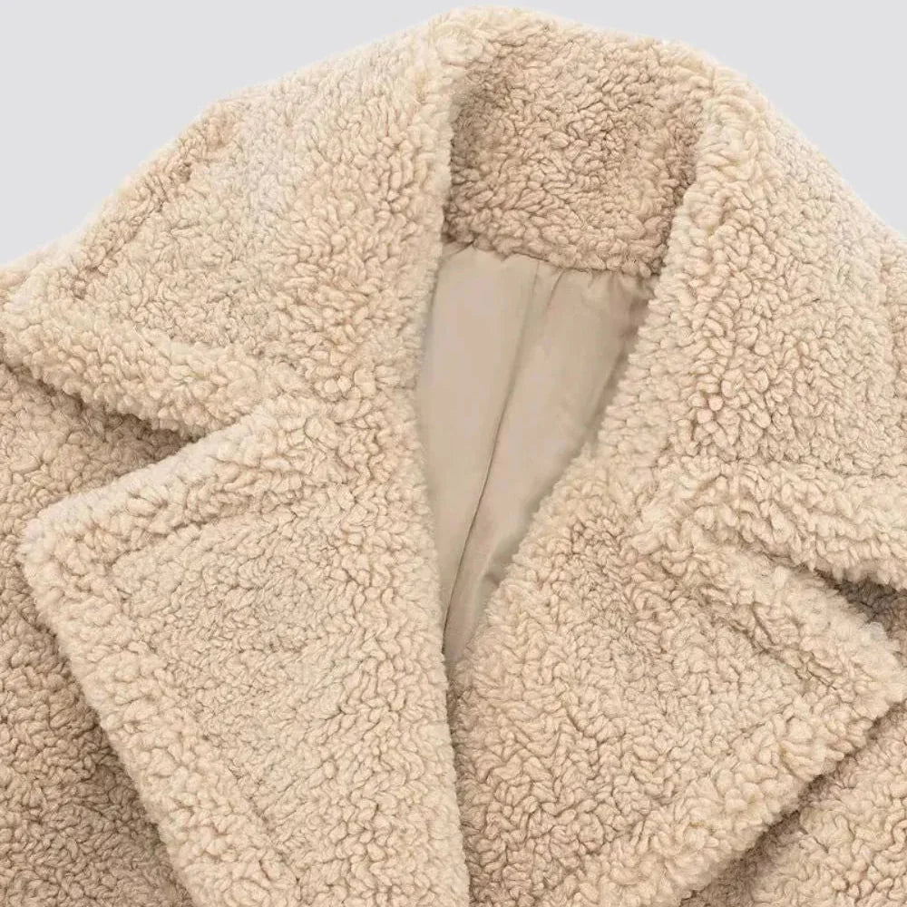 Women's Long Teddy Coat — Double-Breasted Faux Fur Winter 3
