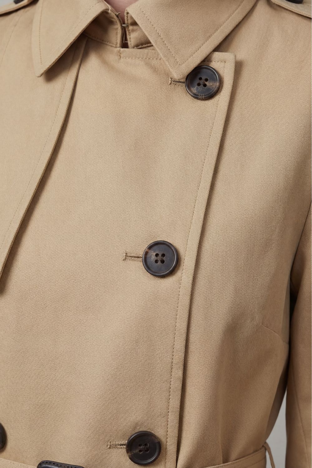 Women's Double-Breasted Trench Coat — Belted Classic Fit 5