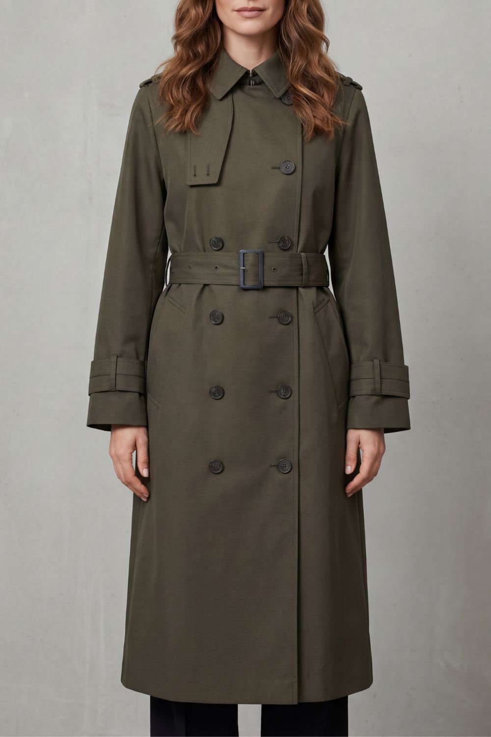 Women's Double-Breasted Trench Coat — Belted Classic Fit 6