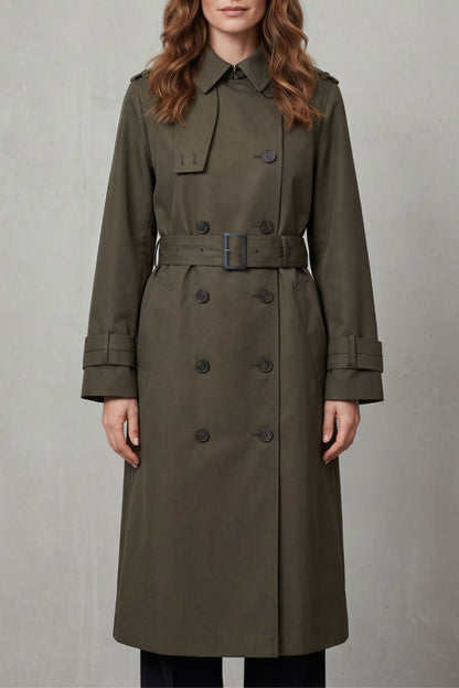 Women's Double-Breasted Trench Coat — Belted Classic Fit 6