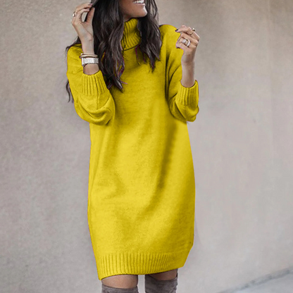 Women's Turtleneck Knit Jumper Dress — Oversized Long Sleeve 5