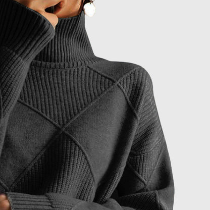 Women's Turtleneck Sweater — Soft Geometric Knit 7 Colours 12