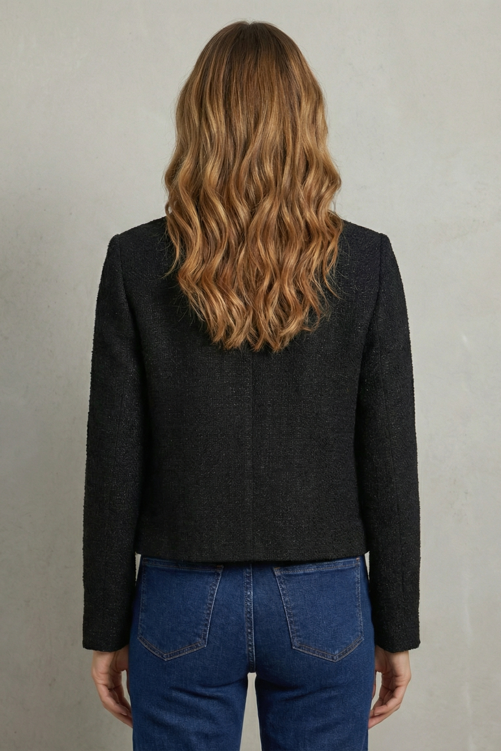 Women's Cropped Blazer — Round Neck & Gold Buttons 2