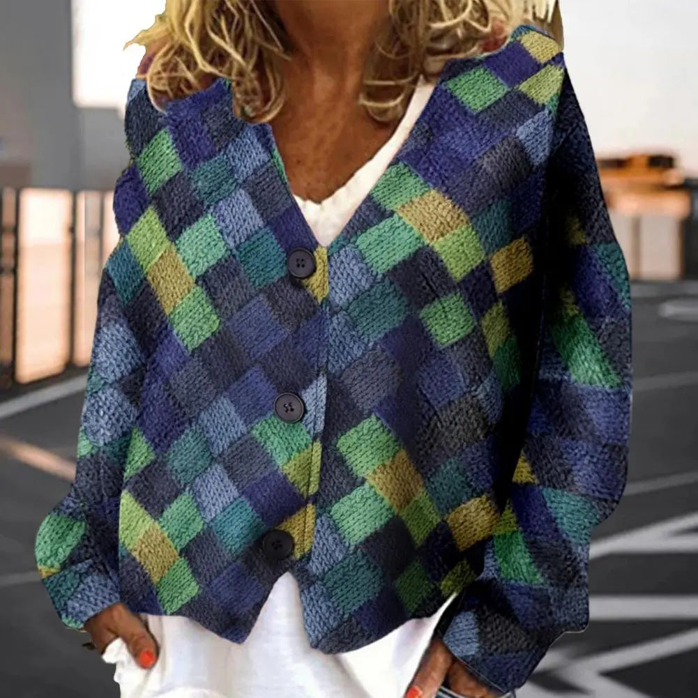 Women's Chevron Cardigan — Button-Front V-Neck Long Sleeve 4