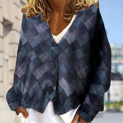 Women's Chevron Cardigan — Button-Front V-Neck Long Sleeve 1