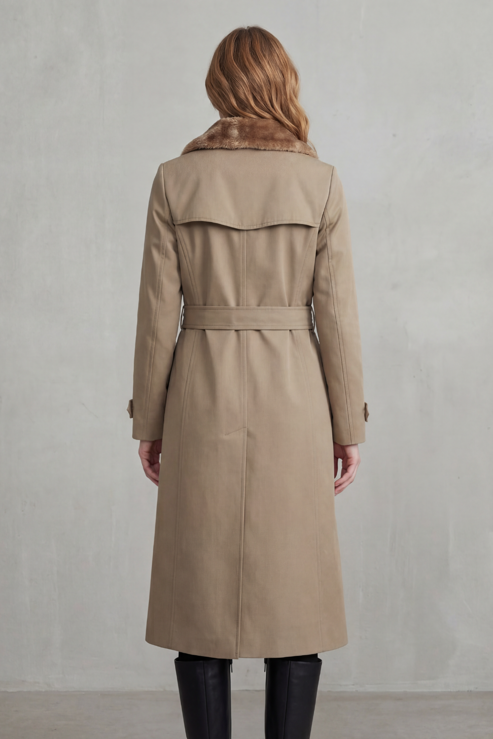 Women's Double-Breasted Winter Coat with Faux Fur Lining 4