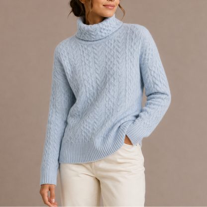 Cable Knit Turtleneck Sweater – Chunky Women's Winter Jumper 1