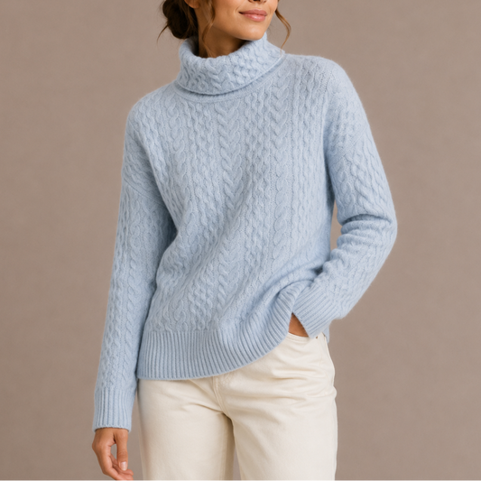Cable Knit Turtleneck Sweater – Chunky Women's Winter Jumper 1