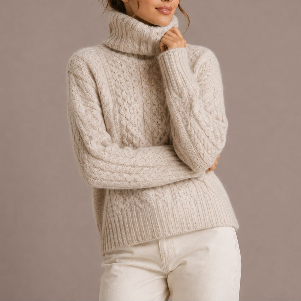 Cable Knit Turtleneck Sweater – Chunky Women's Winter Jumper 2