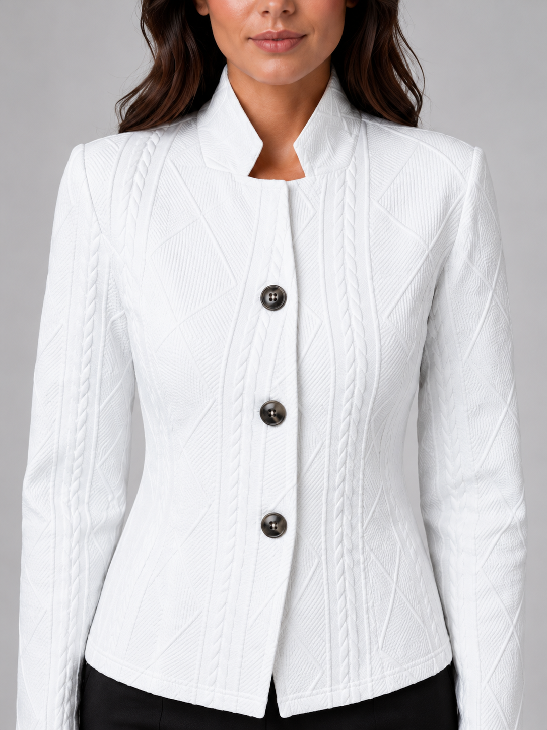 Women's Textured Collarless Tailored Blazer — Structured Fit 3
