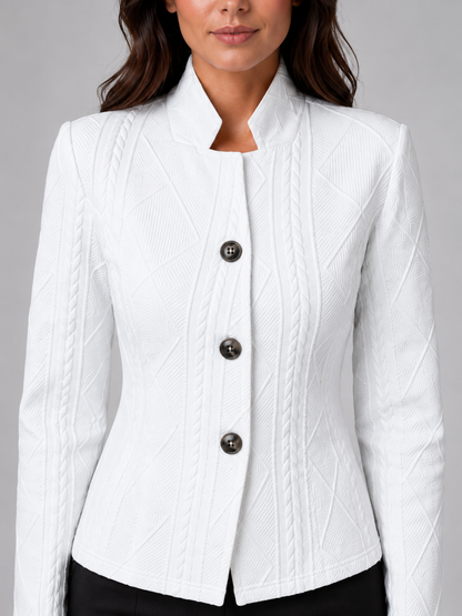 Women's Textured Collarless Tailored Blazer — Structured Fit 3