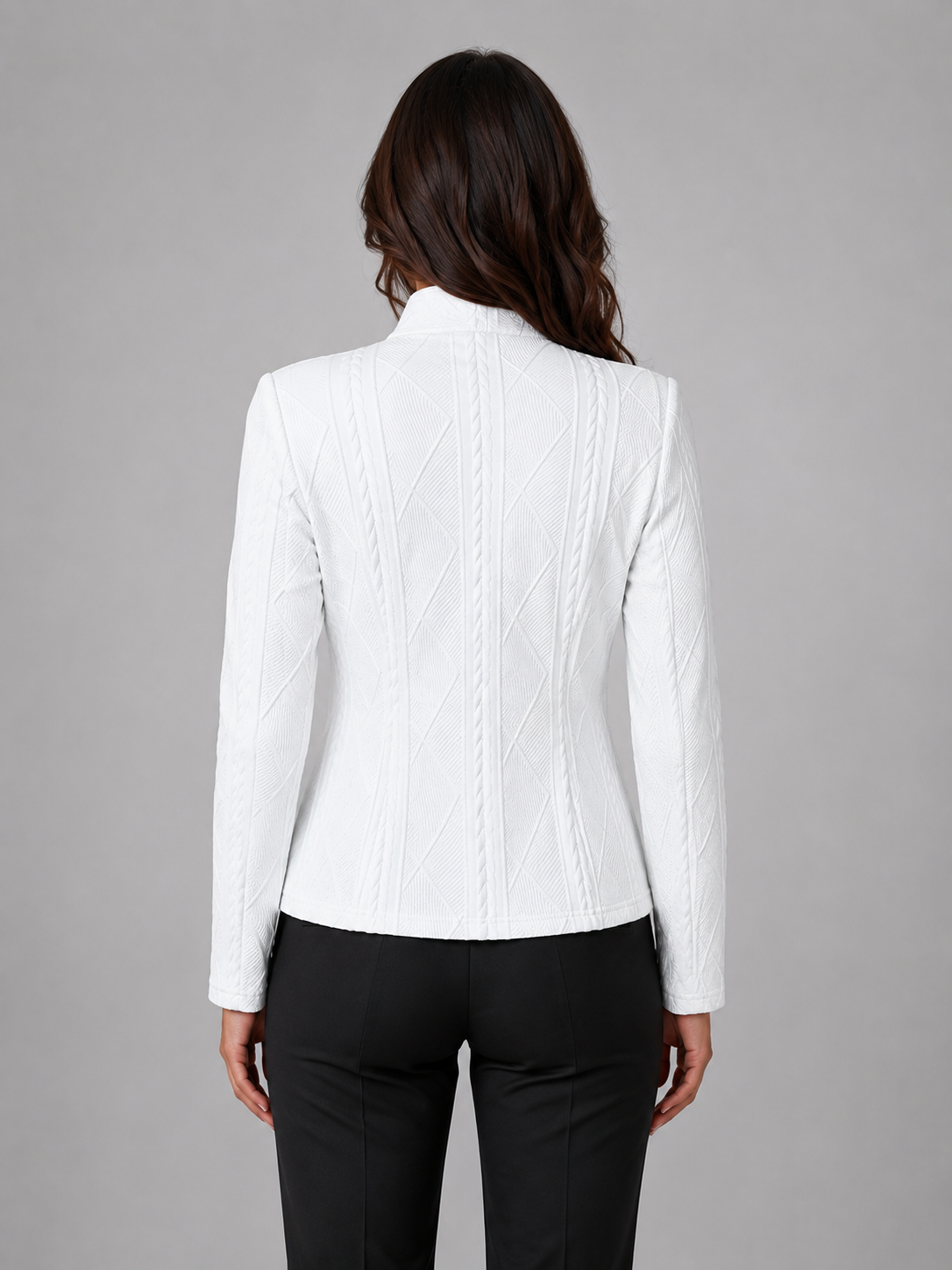 Women's Textured Collarless Tailored Blazer — Structured Fit 2