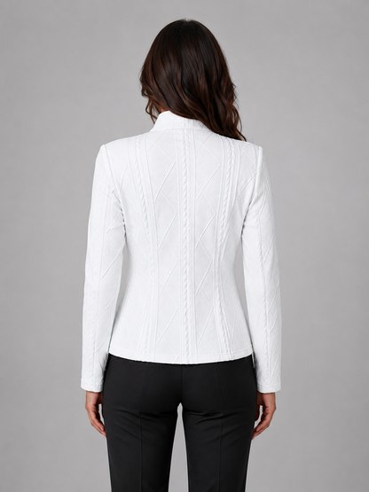 Women's Textured Collarless Tailored Blazer — Structured Fit 2